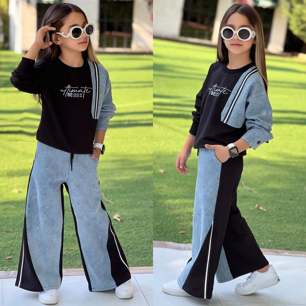  Mädchen-Set im Oversize-Look – Sweatshirt &amp; weite Hose