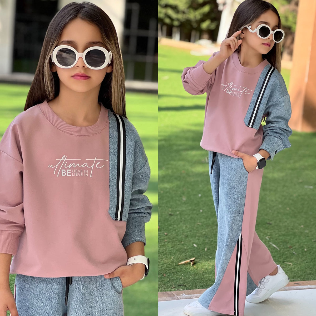 Modisches Mädchen-Set im Oversize-Look – Sweatshirt &amp; weite Hose