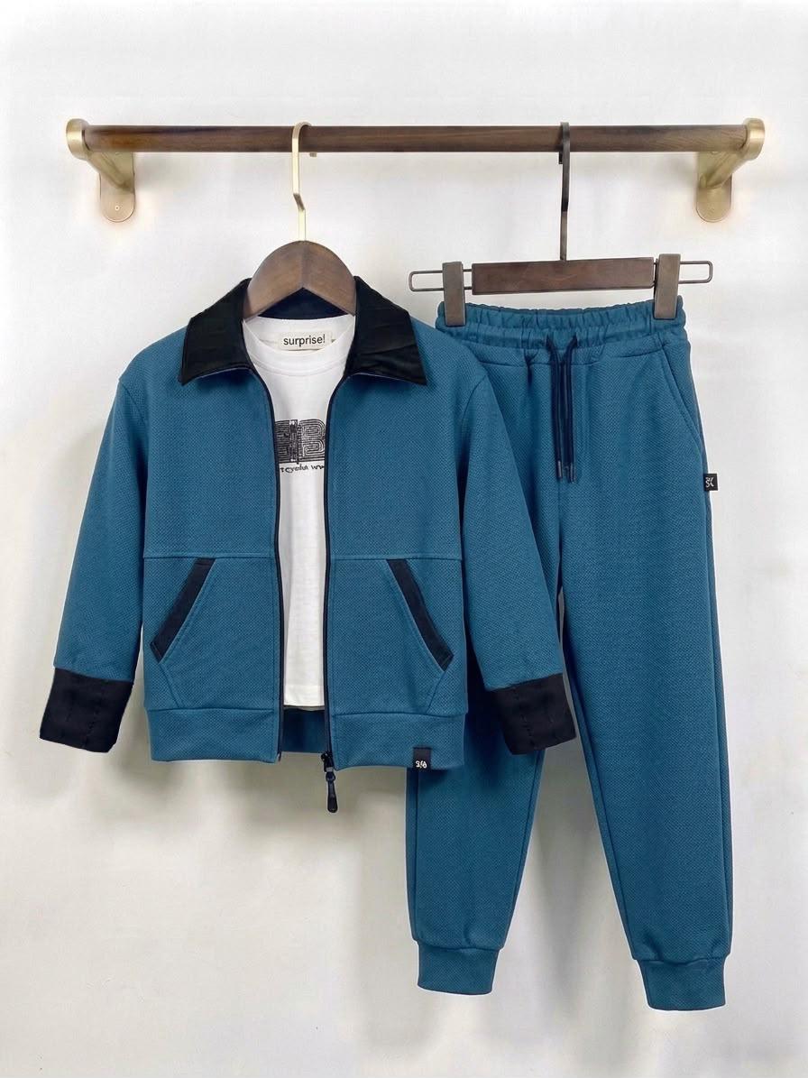 3-teiliges Set: Jacke, T-Shirt und Hose in Petrol