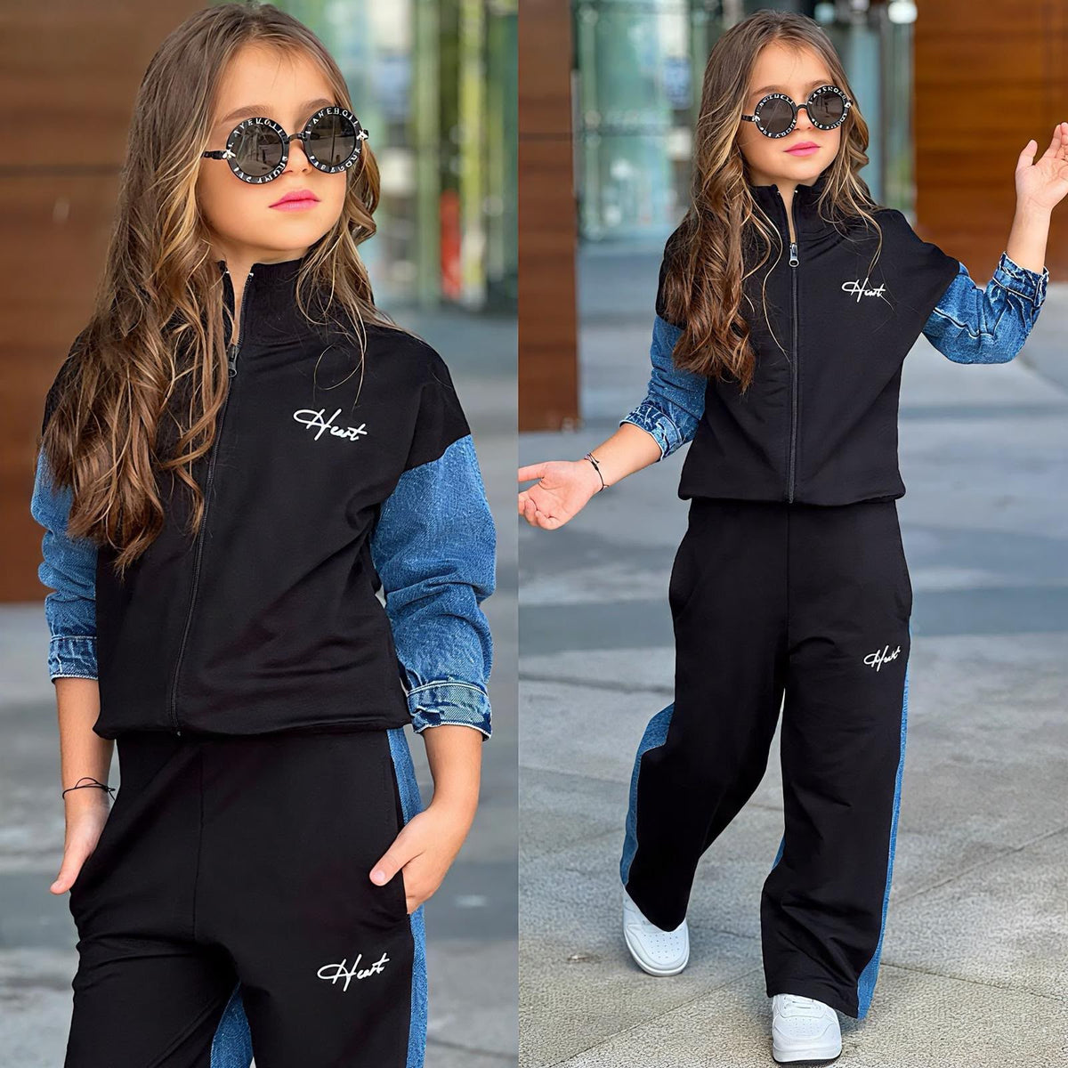 2-teiliges Set: Jacke + Hose in Schwarz