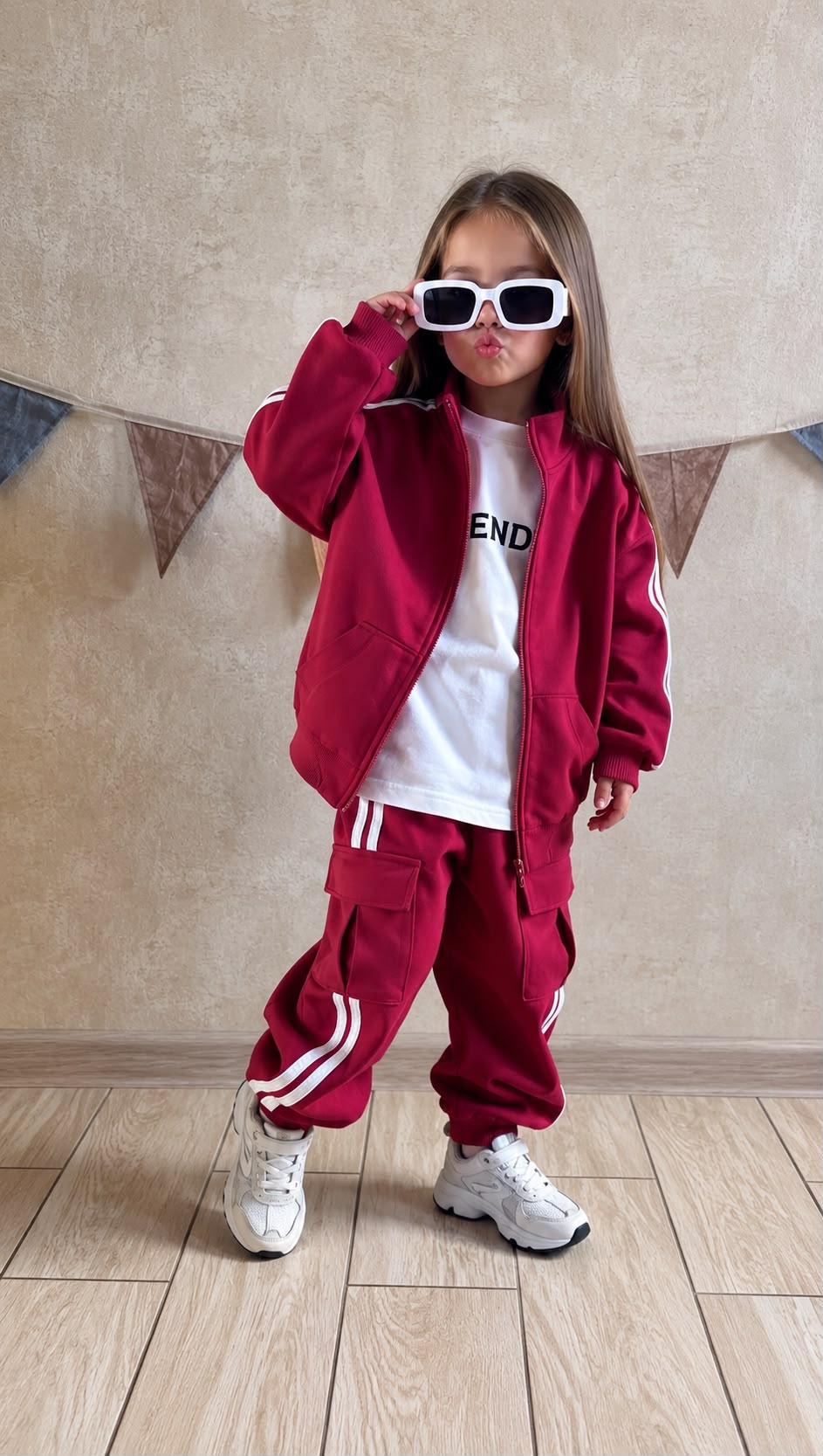 2-teiliges Set: Zipp-Jacke & Cargo-Hose, Rot