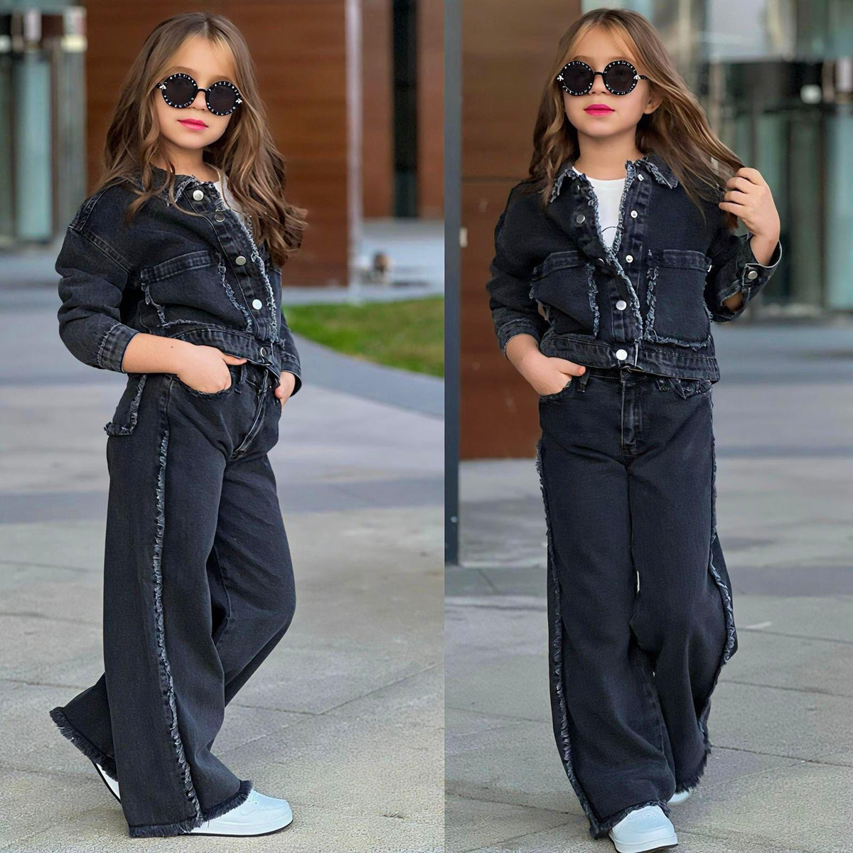  Denim-Look für Mädchen, Jacke und Hose