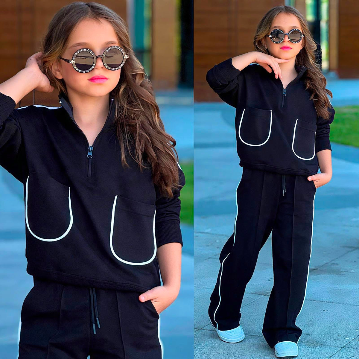  2-teiliges Streetwear-Set in Schwarz