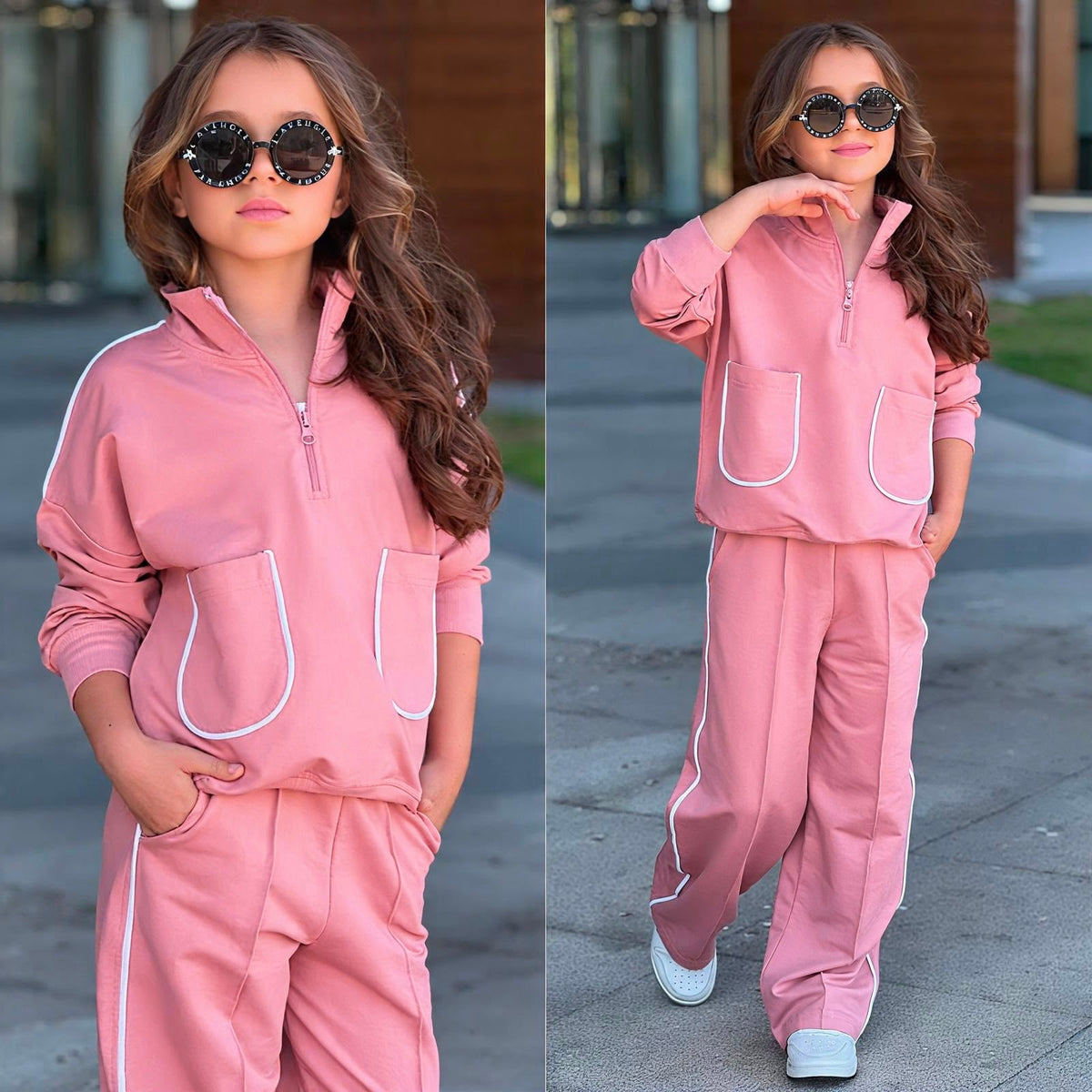  2-teiliges Streetwear-Set in Rosa