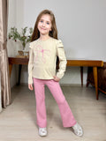Schleifen-Liebe – Mädchen-Set mit Rüschen & Schlaghose- Rosa