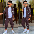 BamBam 3-teiliges Jungen-Set mit Weste in Dunkelbraun, bestehend aus Weste, Oberteil und Hose