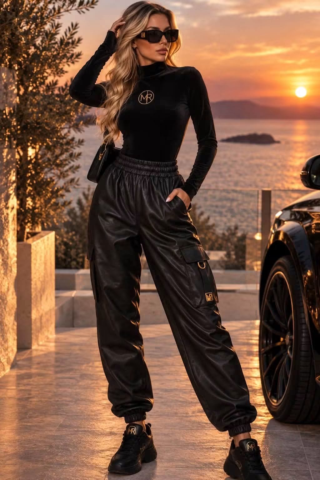 Milla Rossi Body mit Stehkragen in Schwarz, körpernahe Passform