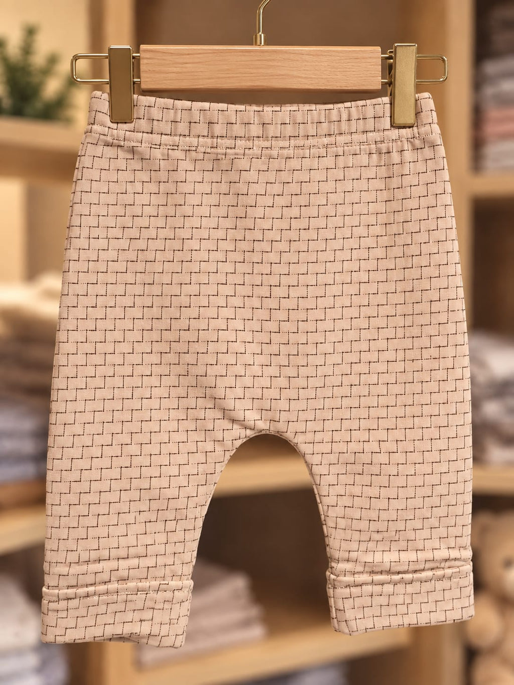Karierte Baby-Hose in Beige zum Anzug Little Gentleman