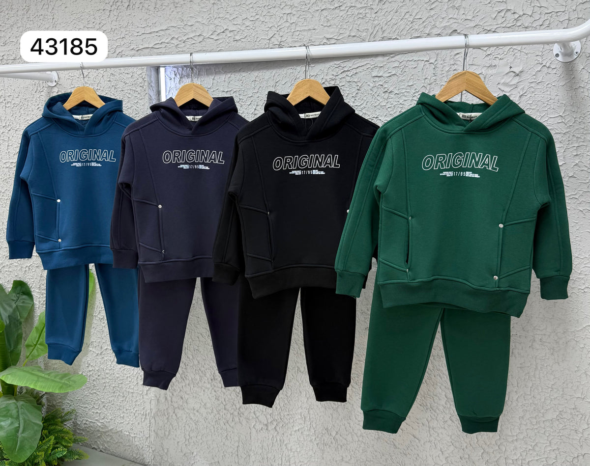Jungen-Jogginganzug „Original“ mit Hoodie und Jogginghose in Petrol, Dunkelblau, Schwarz und Dunkelgrün