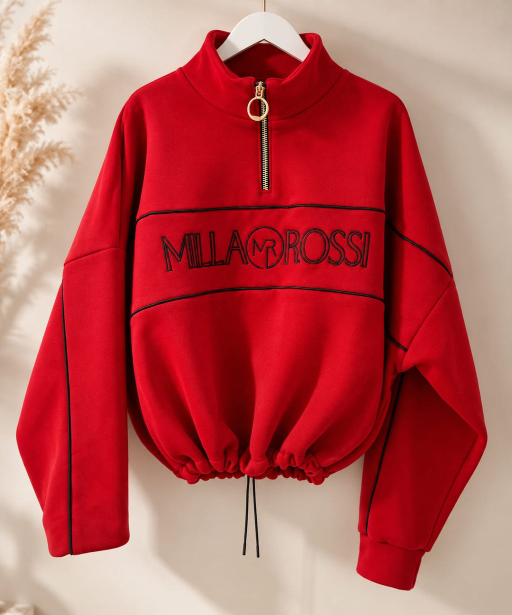 Sweatshirt Milla Rossi in Rot, Milla Rossi Schriftzug auf der Vorderseite