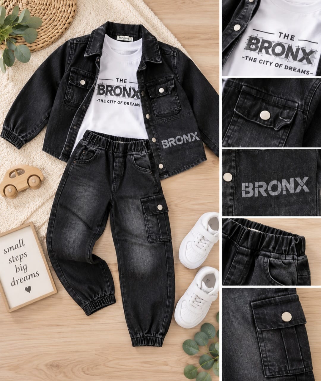 3-teiliges Jungen-Set „Bronx“ – Schwarz, Details