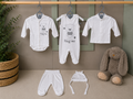 5-teiliges Babyset Hug me, Body, Strampler, Jäckchen, Hose & Mütze aus 100% Baumwolle