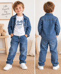 3-teiliges Jungen-Set mit Jeansjacke, Langarmshirt und Jeanshose
